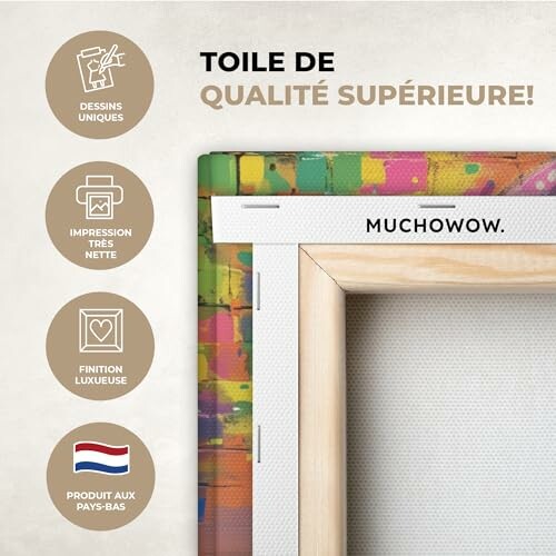 Publicité pour toile de qualité supérieure avec détails du produit.