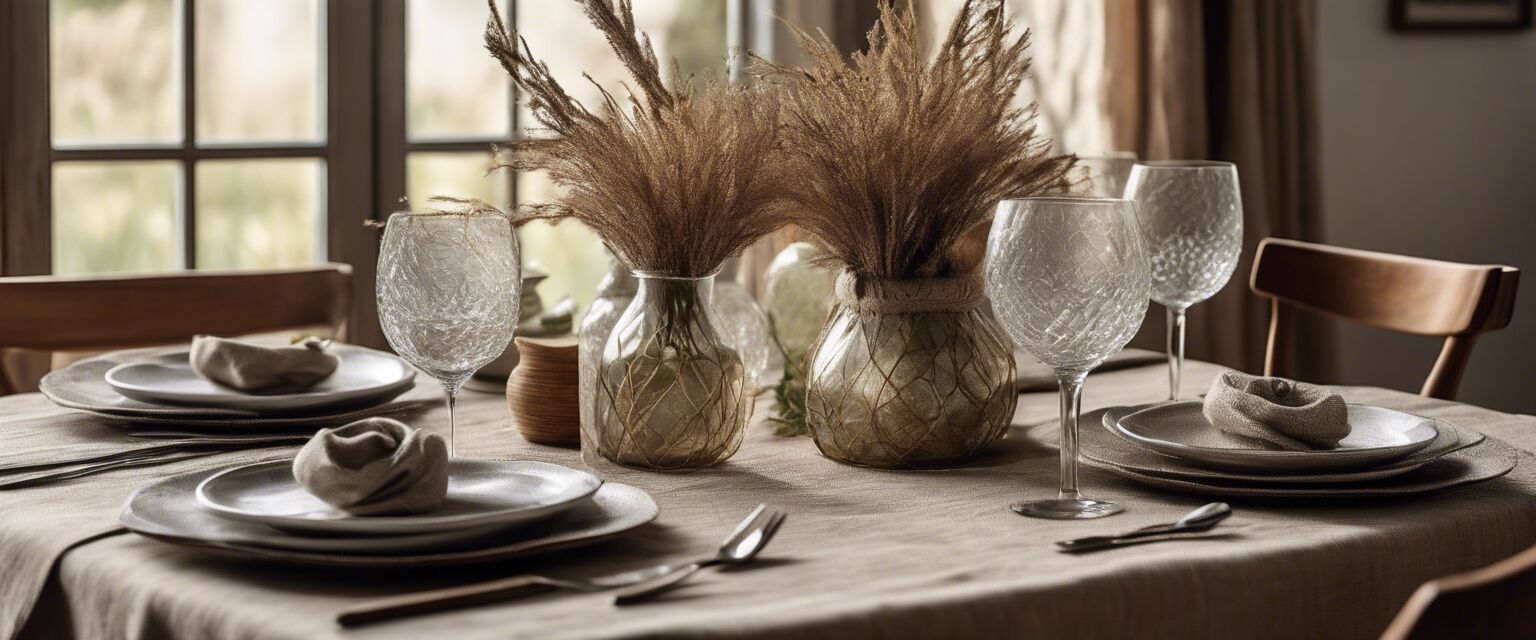 Table setting with organic textiles