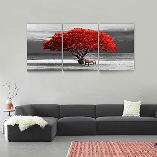 Tableau Hyidecorart Arbre De Vie Rouge