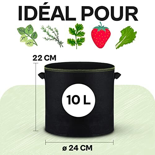 Sac de culture 10L pour plantes aromatiques et légumes