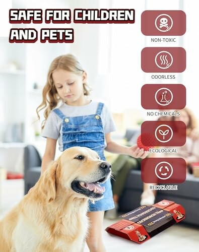 Enfant et chien avec produit non toxique