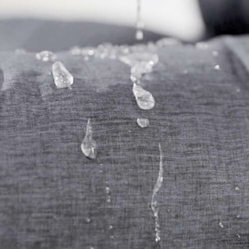 Gouttes d'eau sur un tissu résistant à l'eau.